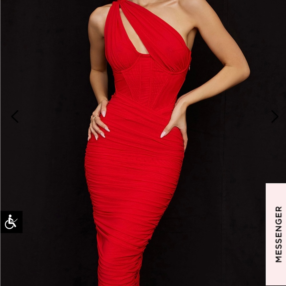 ASYMMETRIC CUTOUT MIDI DRESS